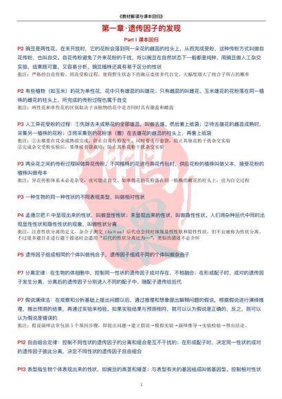 2023高三猿辅导生物张鹏资料（课本回归）