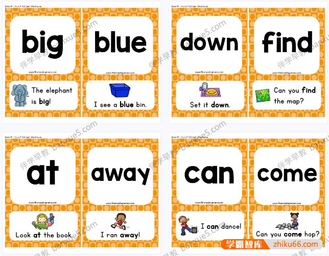 自然拼读高频单词《sight word sentence cards》L1-L5共6册PDF