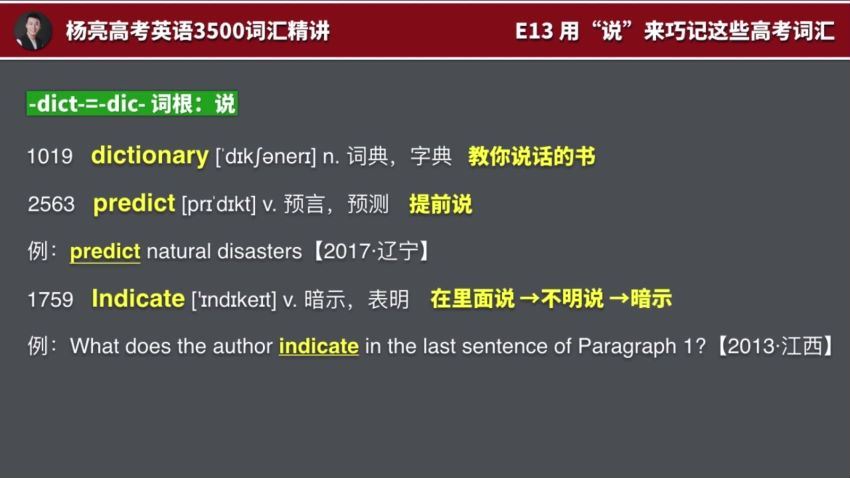 杨亮高考词汇3500有50个视频+4个音频+讲义 百度云网盘