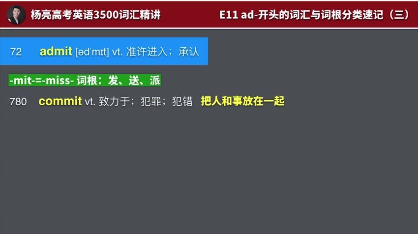 杨亮高考词汇3500有50个视频+4个音频+讲义 百度云网盘