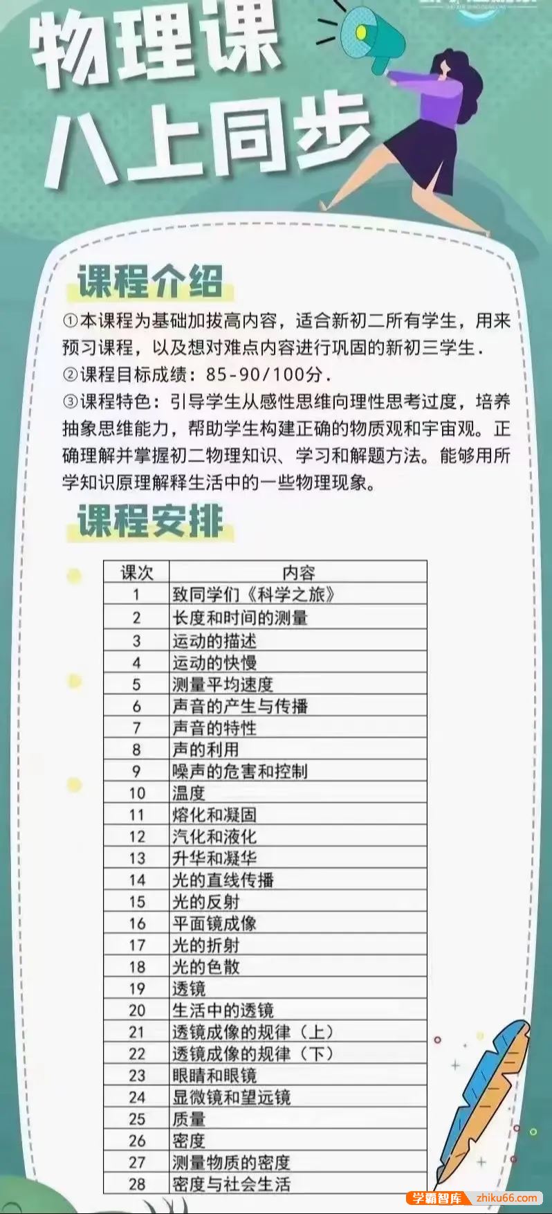 数学赵观察人教版初中物理8年级全年系统精讲同步课+培优课