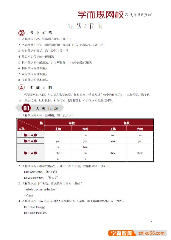 学而思《中考英语核心语法红宝书》PDF电子版