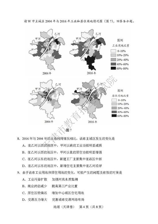 2019年天津高考文综试卷及答案【已公布】