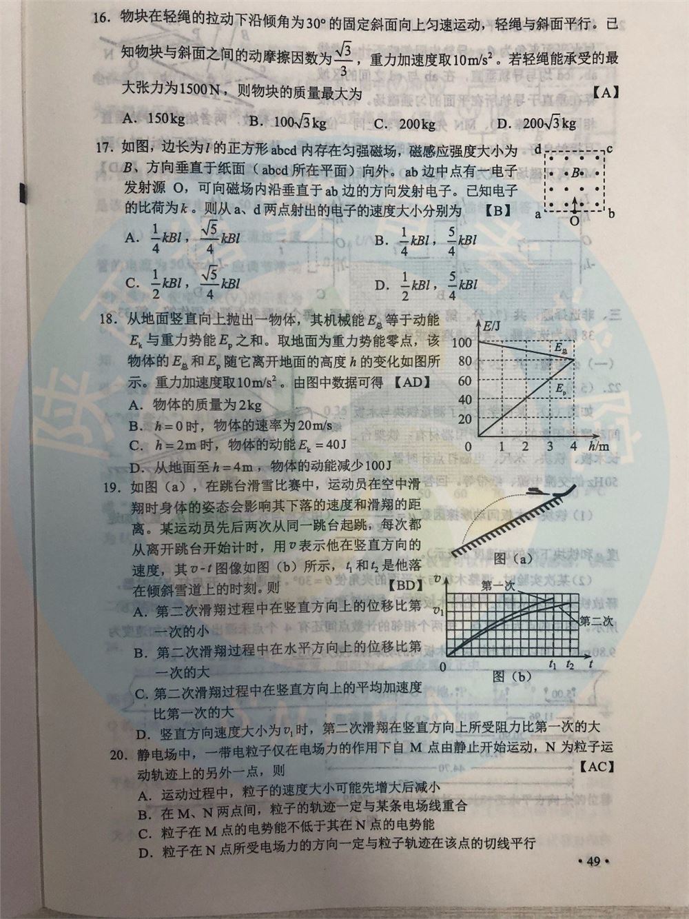 2019年吉林高考理综试题（已公布）