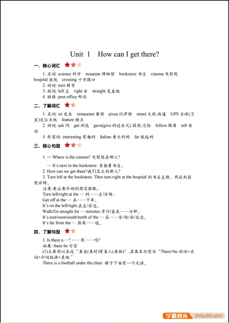 人教PEP版英语1-6年级上册期末复习知识点汇总