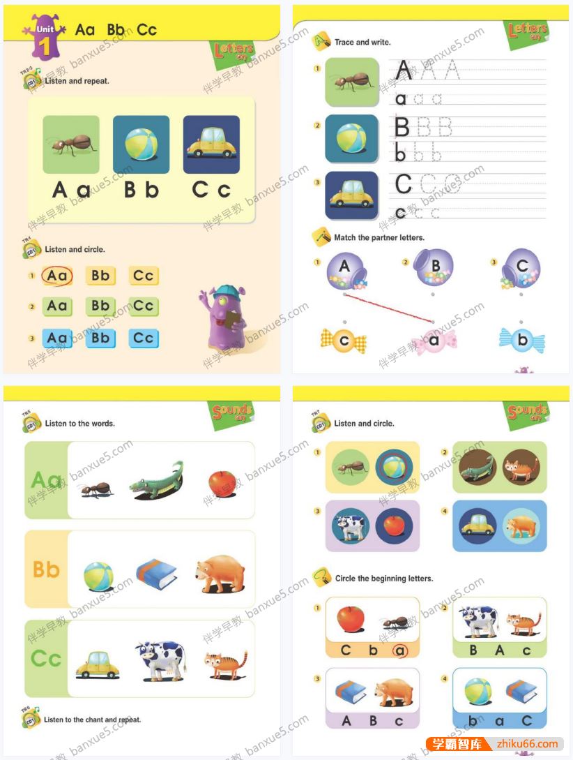 自然拼读教材《自然拼读怪兽 Phonics Monster》L1- L4学生书+练习册+音频+教师PPT