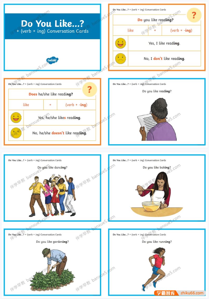 儿童英语启蒙《英语问题闪卡》11套共23个PDF