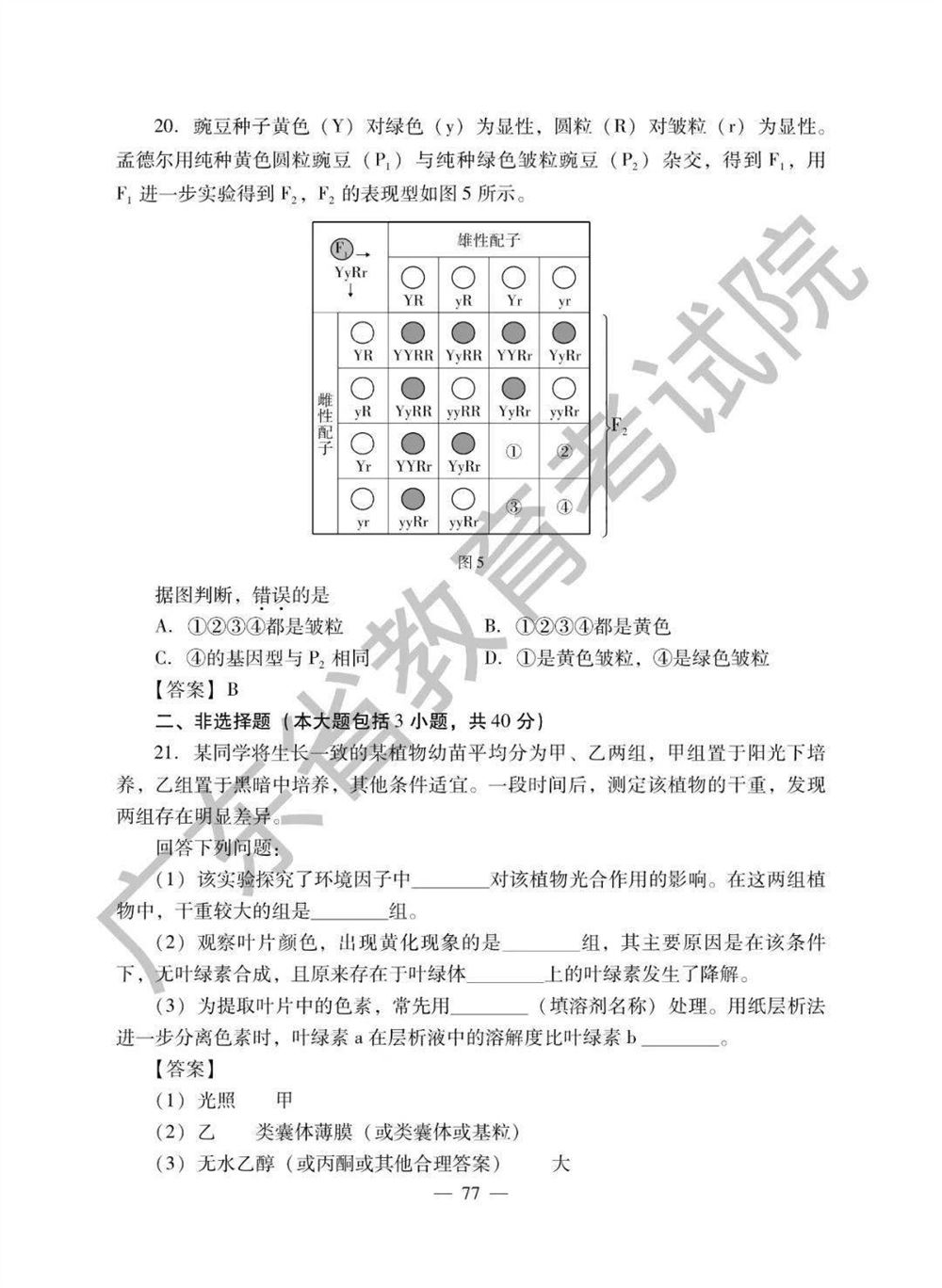 2021广东高考生物考纲