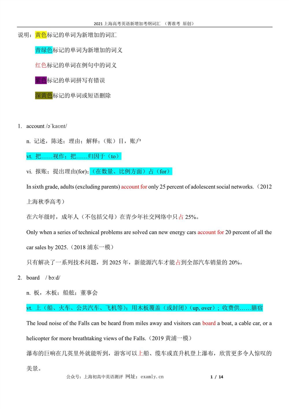 2021上海英语高考大纲