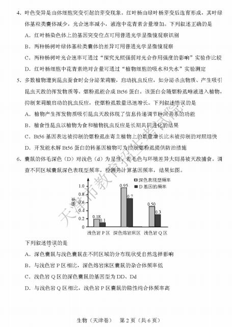 2019年天津高考理综真题【已公布】