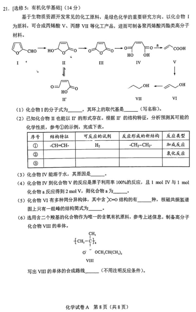 2022广东高考化学试题