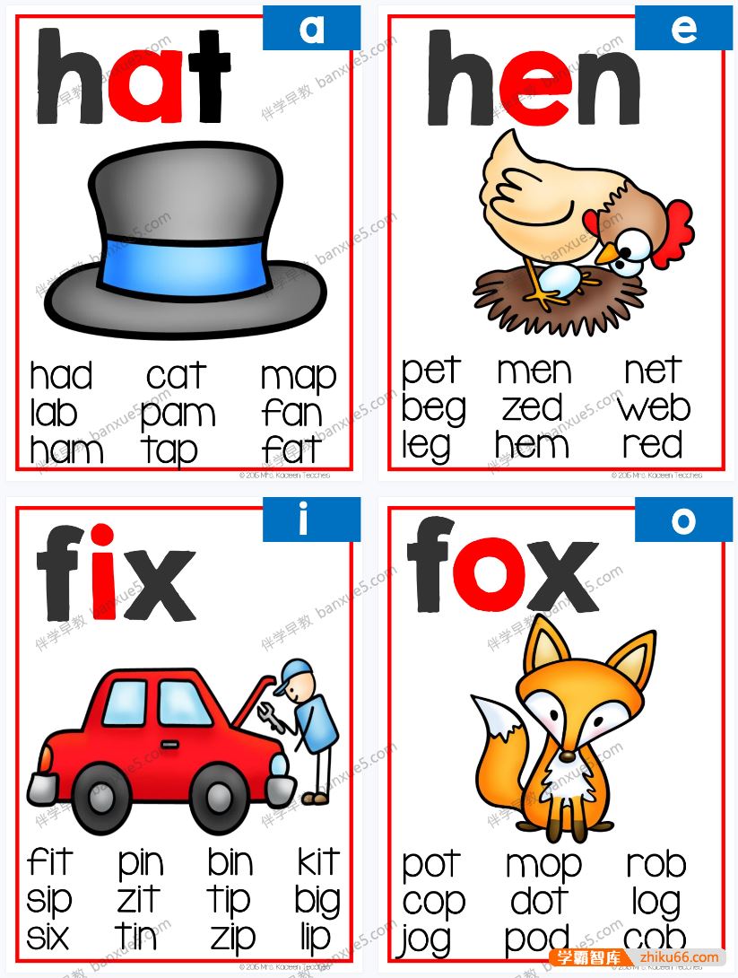 自然拼读词根闪卡《Phonics Poster Mega Bundle》共131张PDF