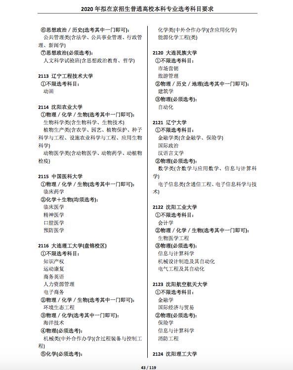 2021各大学对新高考选科的要求