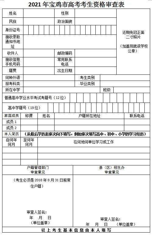 2021年陕西高考报名政策